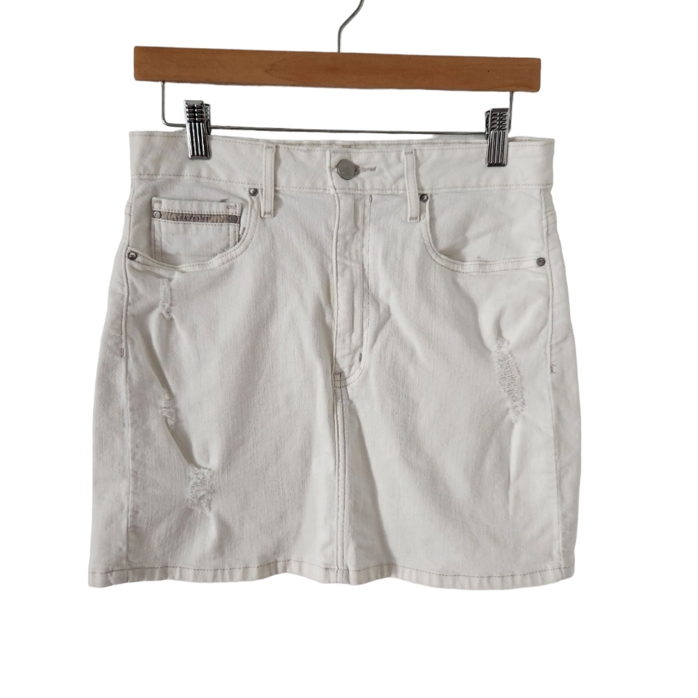 Calvin Klein White Mini Denim Skirt Women's Size 30 Boho Coastal Cowgirl